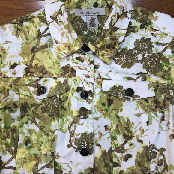 c.l.o.t.h.e.s. Floral Print Button Front Denim Jacket Size M - Picture 11 of 13